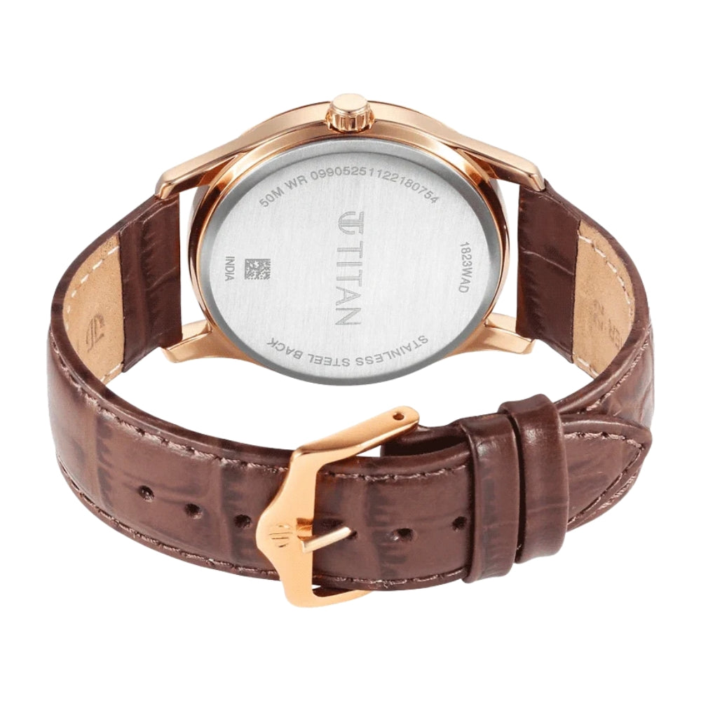 Titan Karishma Green Dial Analog Leather Strap Watch for Men 1823WL02