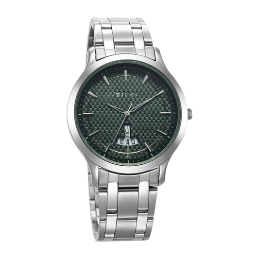 Titan Karishma Quartz Analog Green Dial Stainless Steel Strap Watch for Men 1825SM11