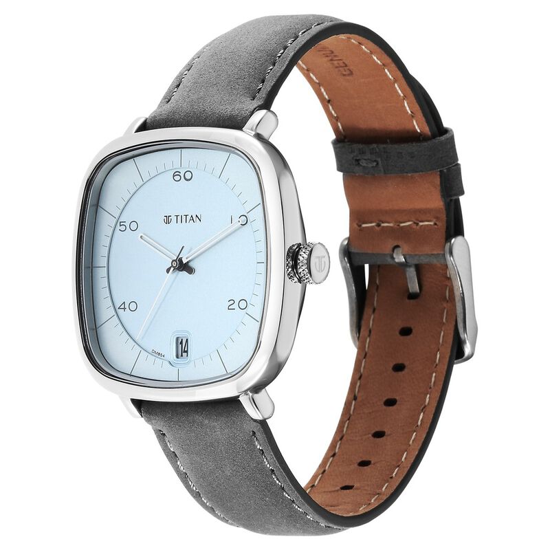 Titan Neo Curve Quartz Analog Anthracite Dial Grey Leather Strap Watch for Men 1885SL01