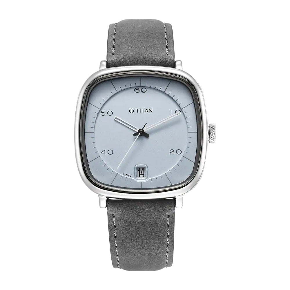 Titan Neo Curve Quartz Analog Anthracite Dial Grey Leather Strap Watch for Men 1885SL01