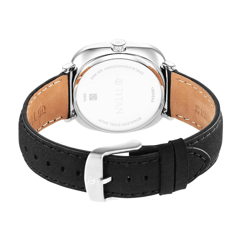 Titan Neo Curve Quartz Analog Anthracite Dial Black Leather Strap Watch for Men 1885SL02