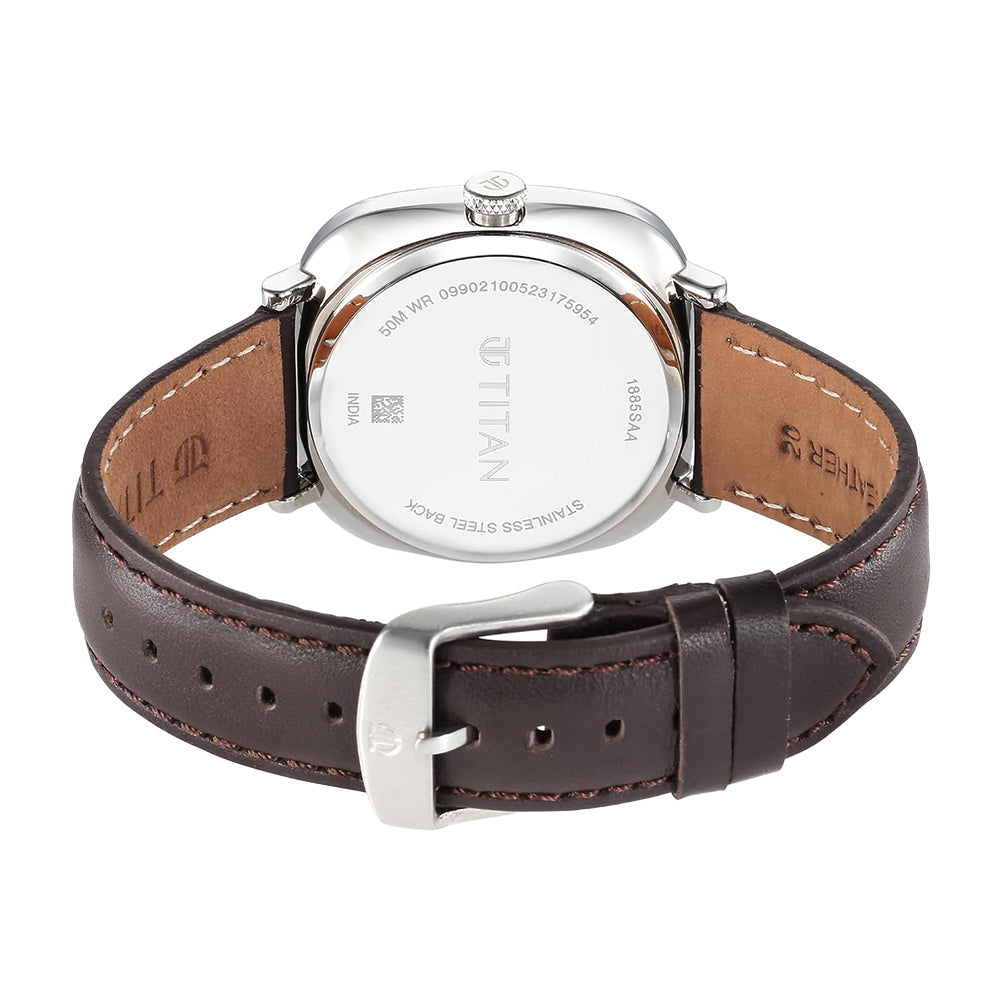 Titan Neo Curve Quartz Analog Anthracite Dial Brown Leather Strap Watch for Men 1885SL03