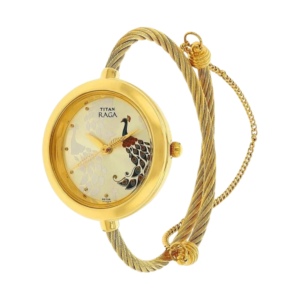Titan Raga Garden of Eden Champagne Dial Analog Stainless Steel Strap watch for Women 2532YM01