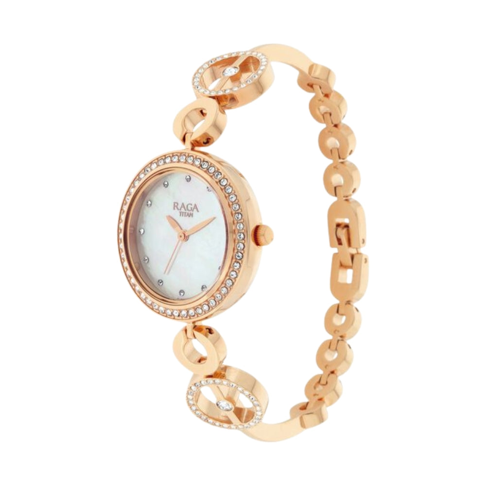 Titan Raga Mother of Pearl Dial Women Watch With Metal Strap 2539WM03