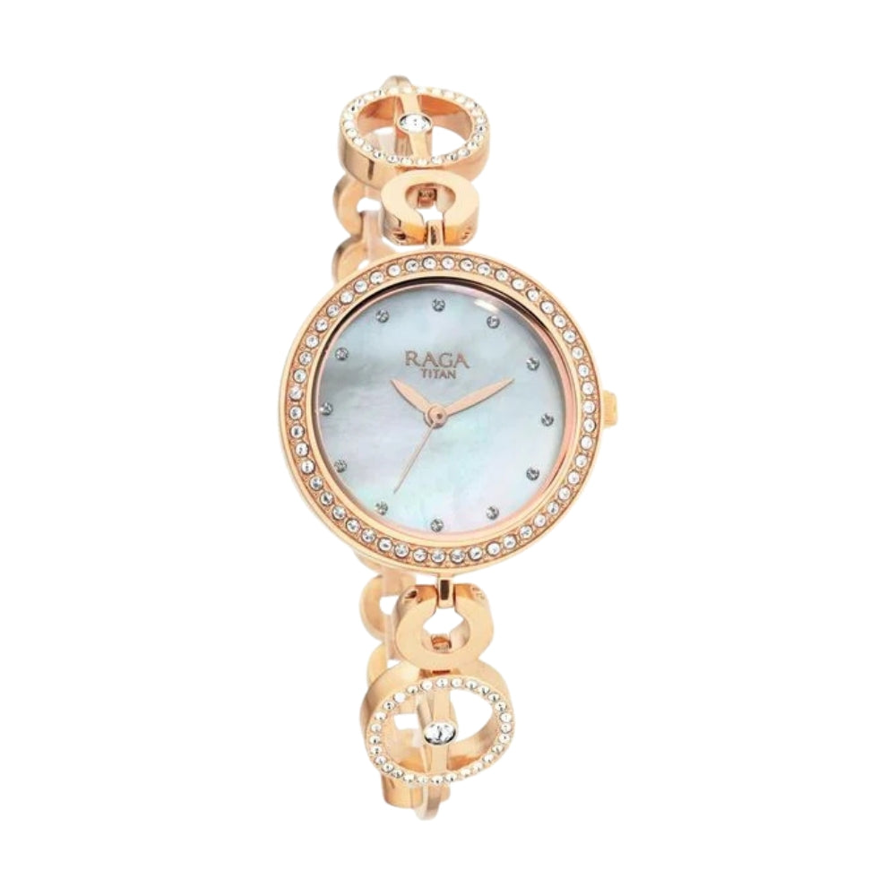 Titan Raga Mother of Pearl Dial Women Watch With Metal Strap 2539WM03