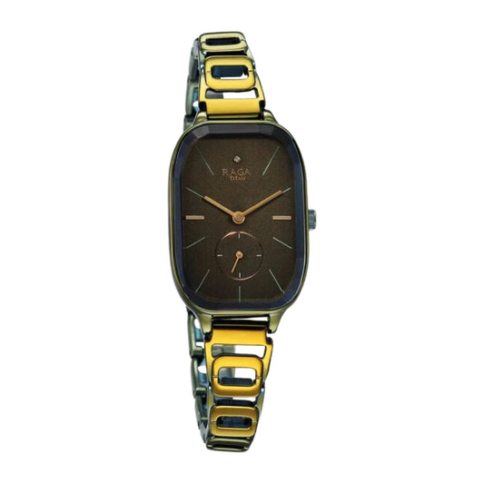 Titan Raga Chic Quartz Analog Green Dial Green Metal Strap Watch for Women 2687QM01