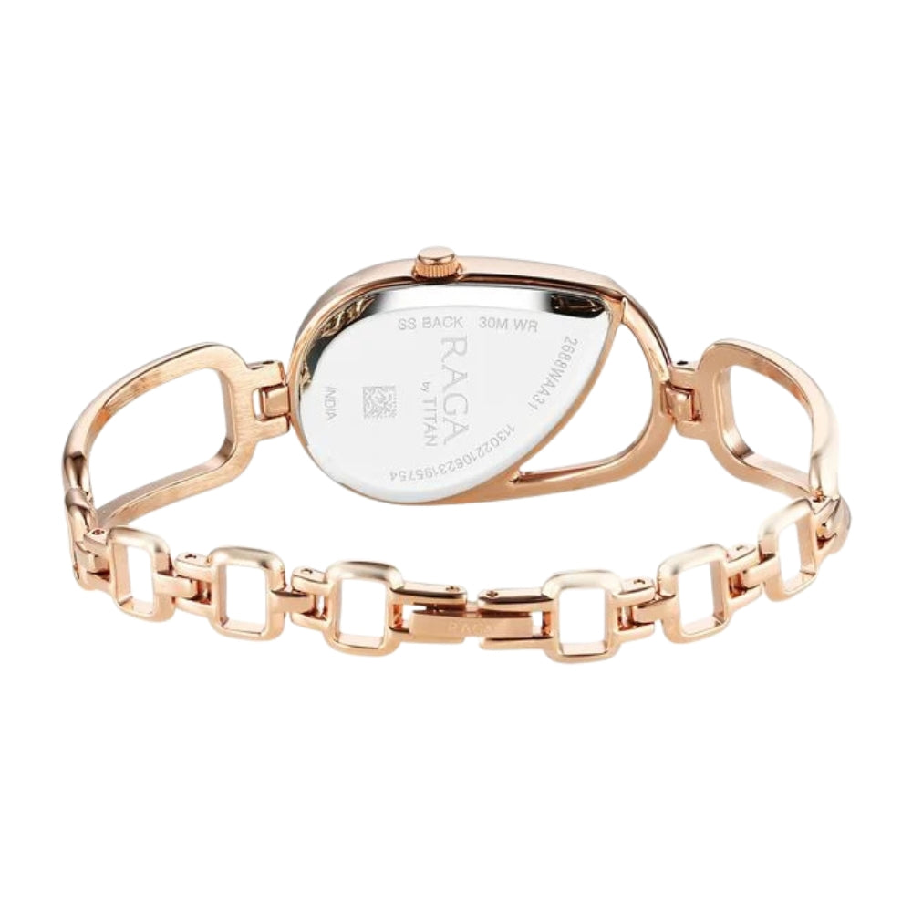 Titan Raga Chic Quartz Analog Brown Dial Rose Gold Metal Strap Watch for Women 2688WM01