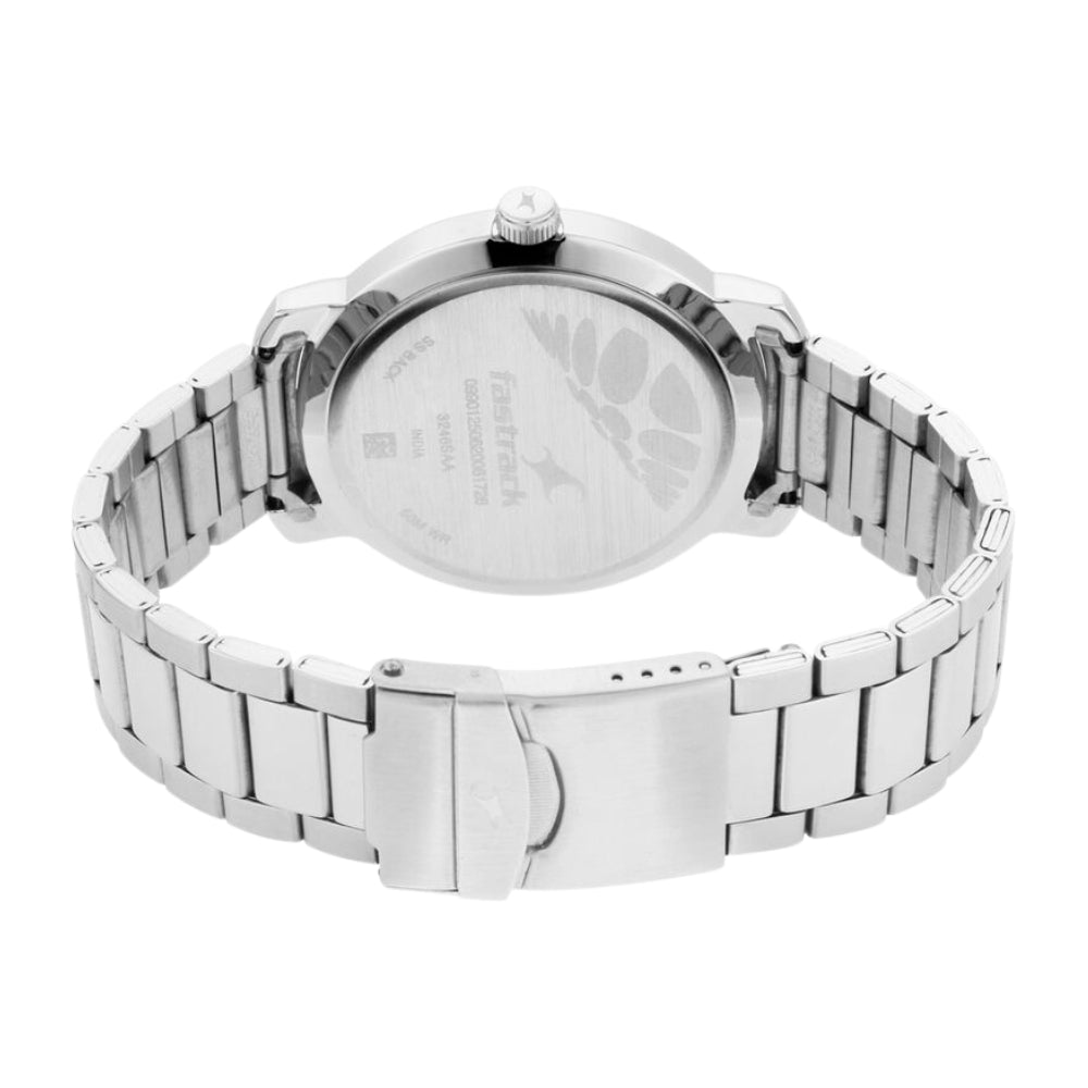 Fastrack Bare Basics Quartz Analog with Date Blue Dial Stainless Steel Strap Watch for Guys 3246SM03