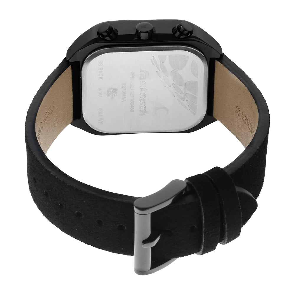 Fastrack After Dark Quartz Analog with Date Green Dial Leather Strap Watch for Guys 3270NL01
