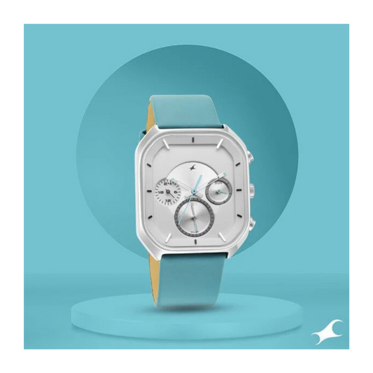 Fastrack After Dark Quartz Analog with Date White Dial Leather Strap Watch for Guys 3270SL02