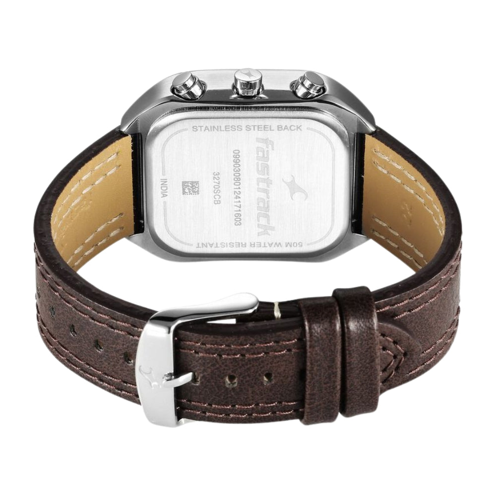 Fastrack Fleek Quartz Multifunction Green Dial Leather Strap Watch For Guys 3270SL03