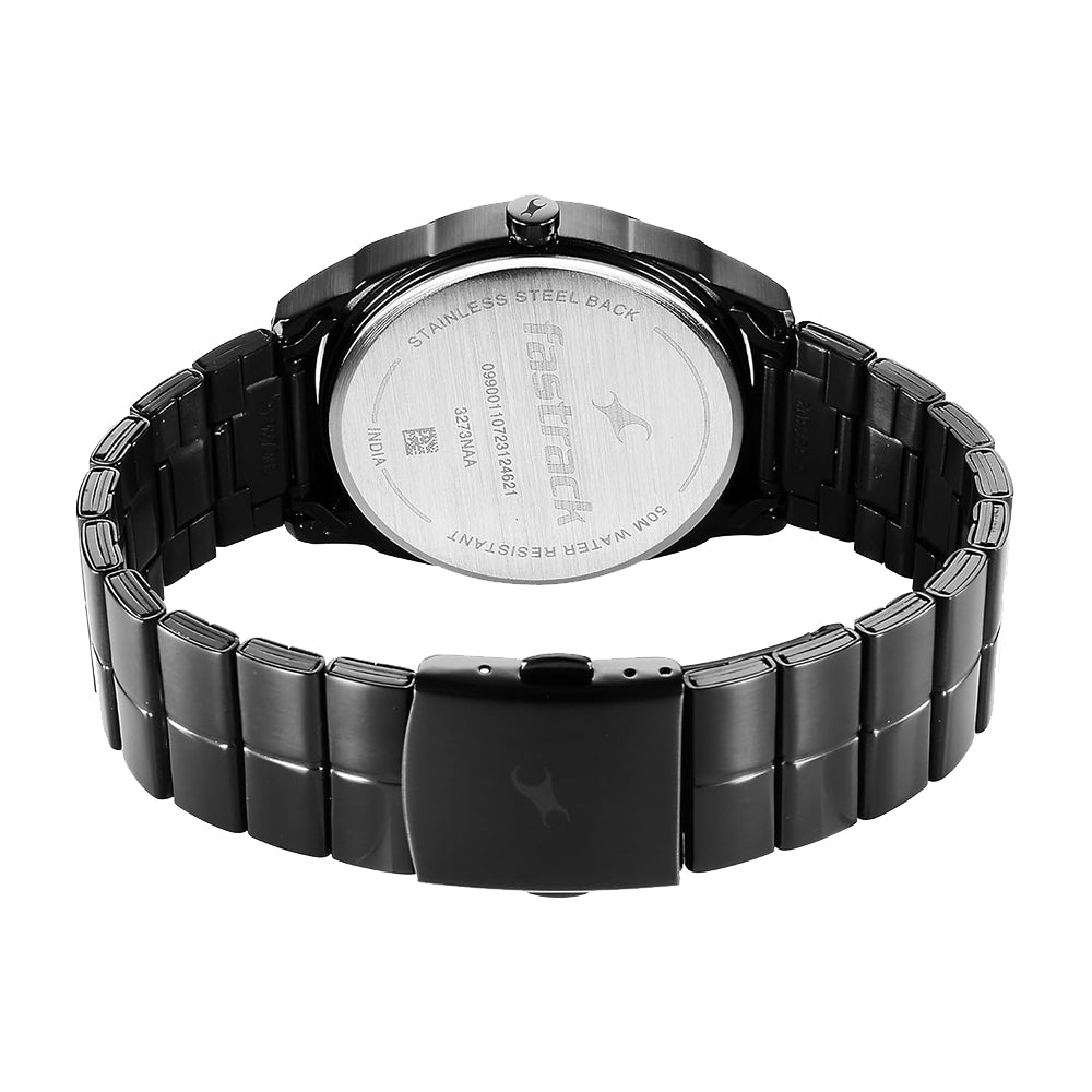 Fastrack Fastrack Quartz Analog Black Dial Black Stainless Steel Strap Watch for Guys 3273NM01
