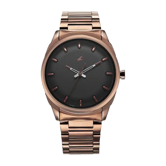 Fastrack Quartz Analog Black Dial Brown Stainless Steel Strap Watch for Guys 3273QM01