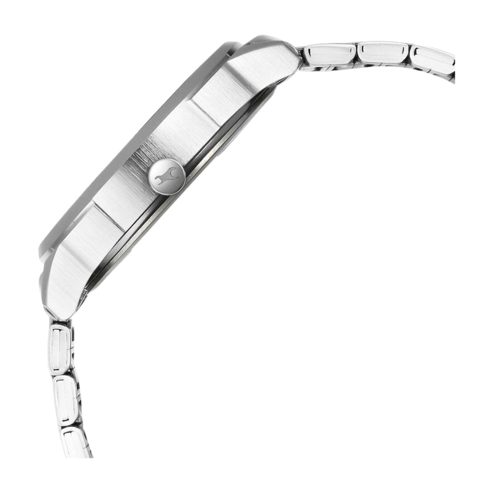 Fastrack Quartz Analog White Dial Silver Stainless Steel Strap Watch for Guys 3273SM01