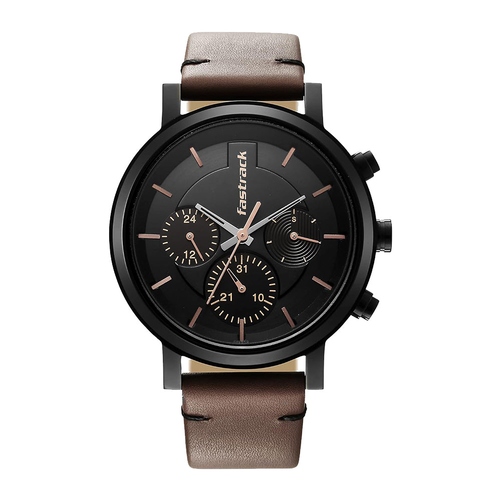 Fastrack Tick Tock Black Dial Watch for Guys 3287NL01