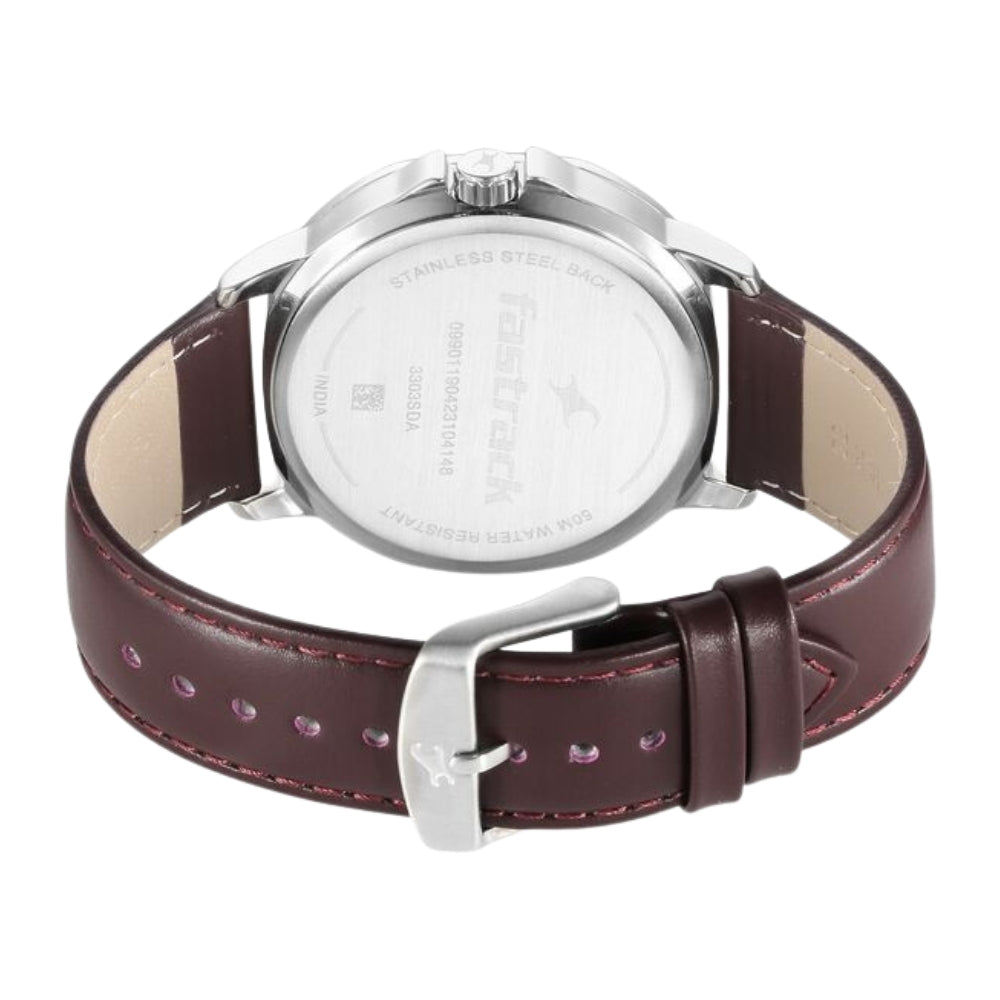 Fastrack Exuberant Quartz Multifunction Blue Dial Leather Strap Watch for Guys 3303SL01