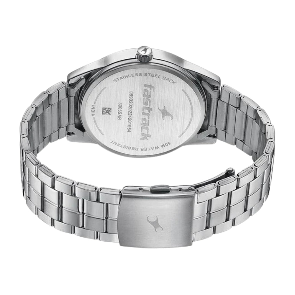 Fastrack Stunners Quartz Analog Grey Dial Stainless Steel Strap Watch for Guys 3305SM02