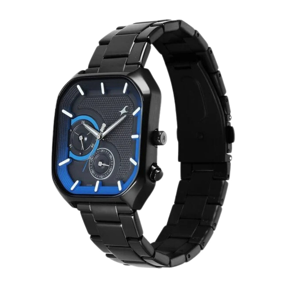 Fastrack Groove Multifunction Grey Dial Metal Strap Guy's Watch with Lume indices 3321NM01