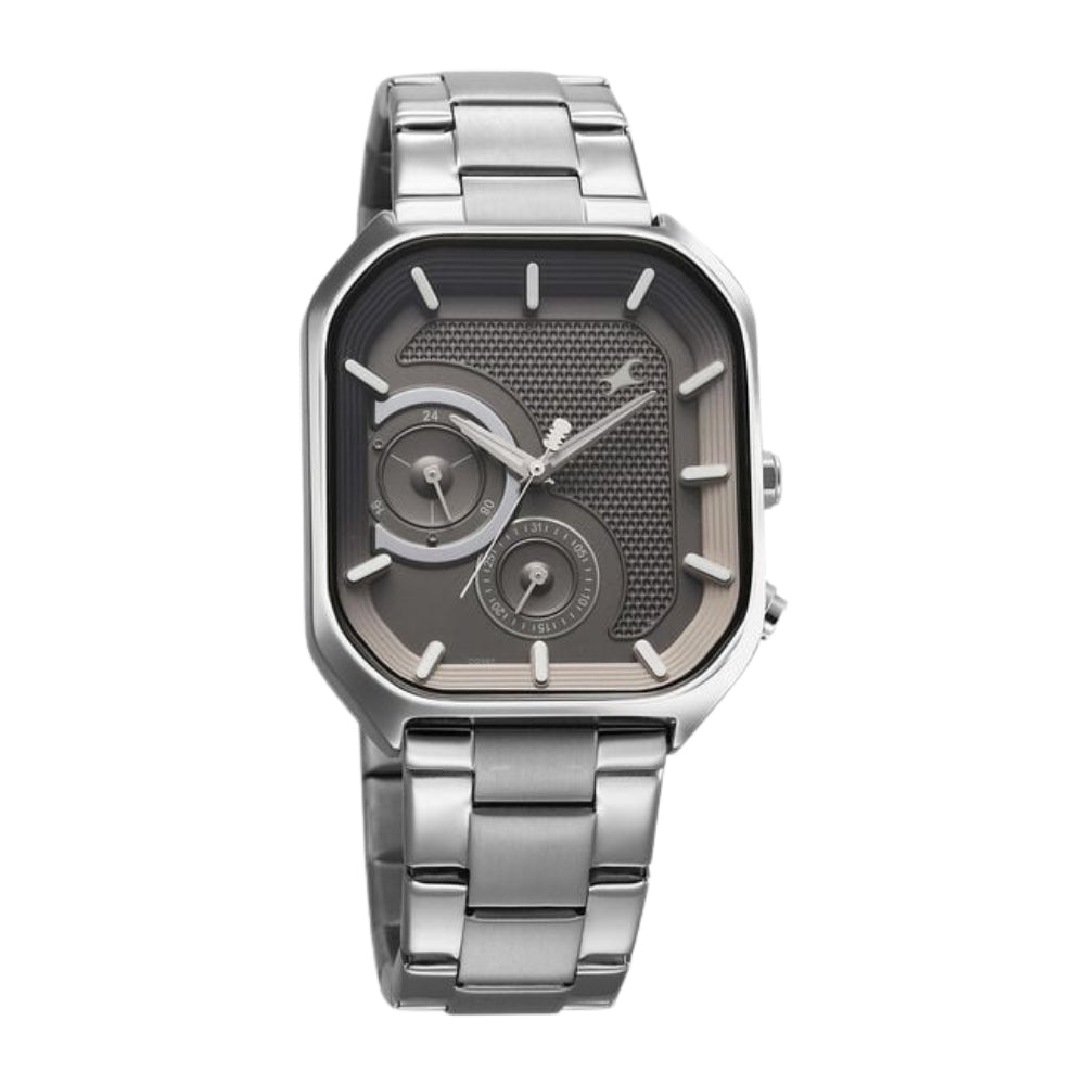Fastrack Groove Multifunction Anthracite Dial Metal Strap Guy's Watch with Lume indices 3321SM01