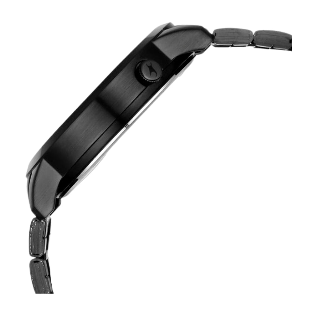 Fastrack Pulse IV Dual Time Watch for Men with Petrol Blue Sunray Dial & Black Metal Strap 3340NM02