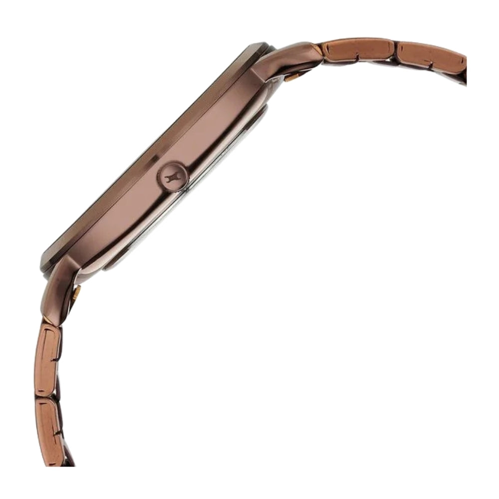 Fastrack Stunners X Quartz Analog Brown Dial Stainless Steel Strap Watch For Guys 38163QM01