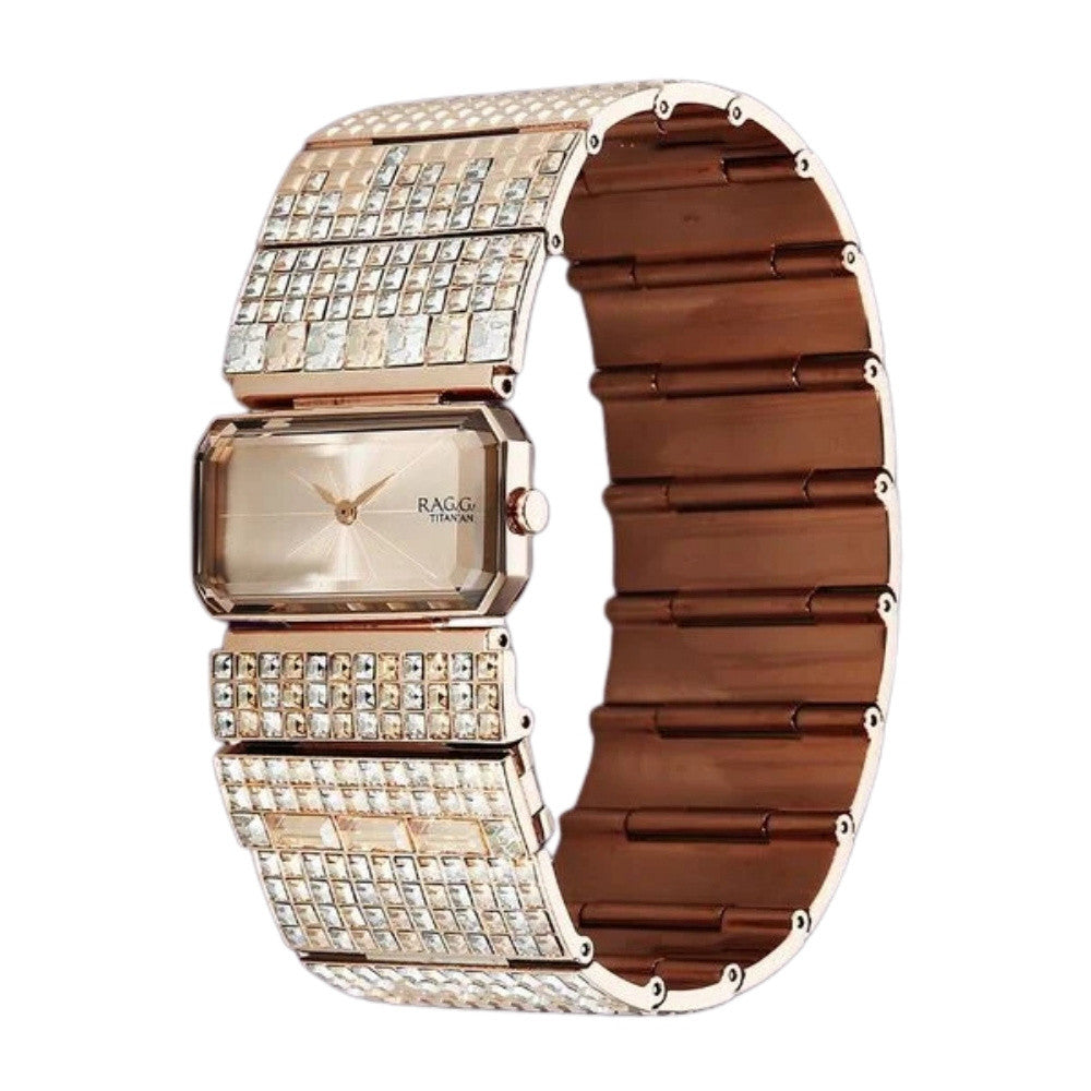 Titan Raga Cocktails Quartz Analog Rose Gold Dial Stainless Steel Strap Watch For Women 95318WM01