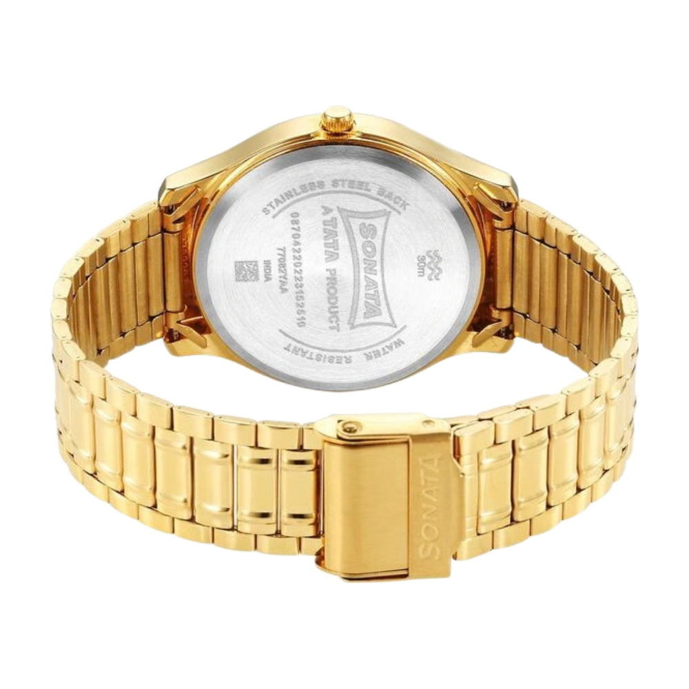 Sonata Quartz Analog Silver Dial Watch for Men 77082YM06