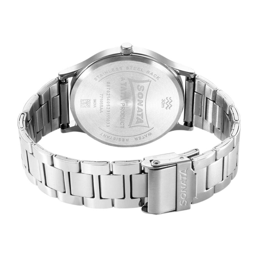 Sonata Aspire Quartz Analog Blue Dial Stainless Steel Strap Watch for Men 77105SM08W