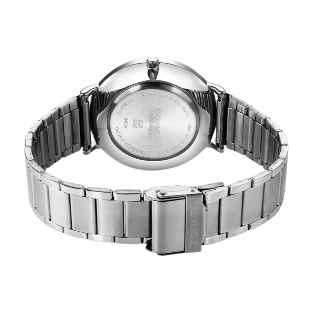 Sonata Ascent Quartz Analog Blue Dial Stainless Steel Strap Watch For Men 77150SM02
