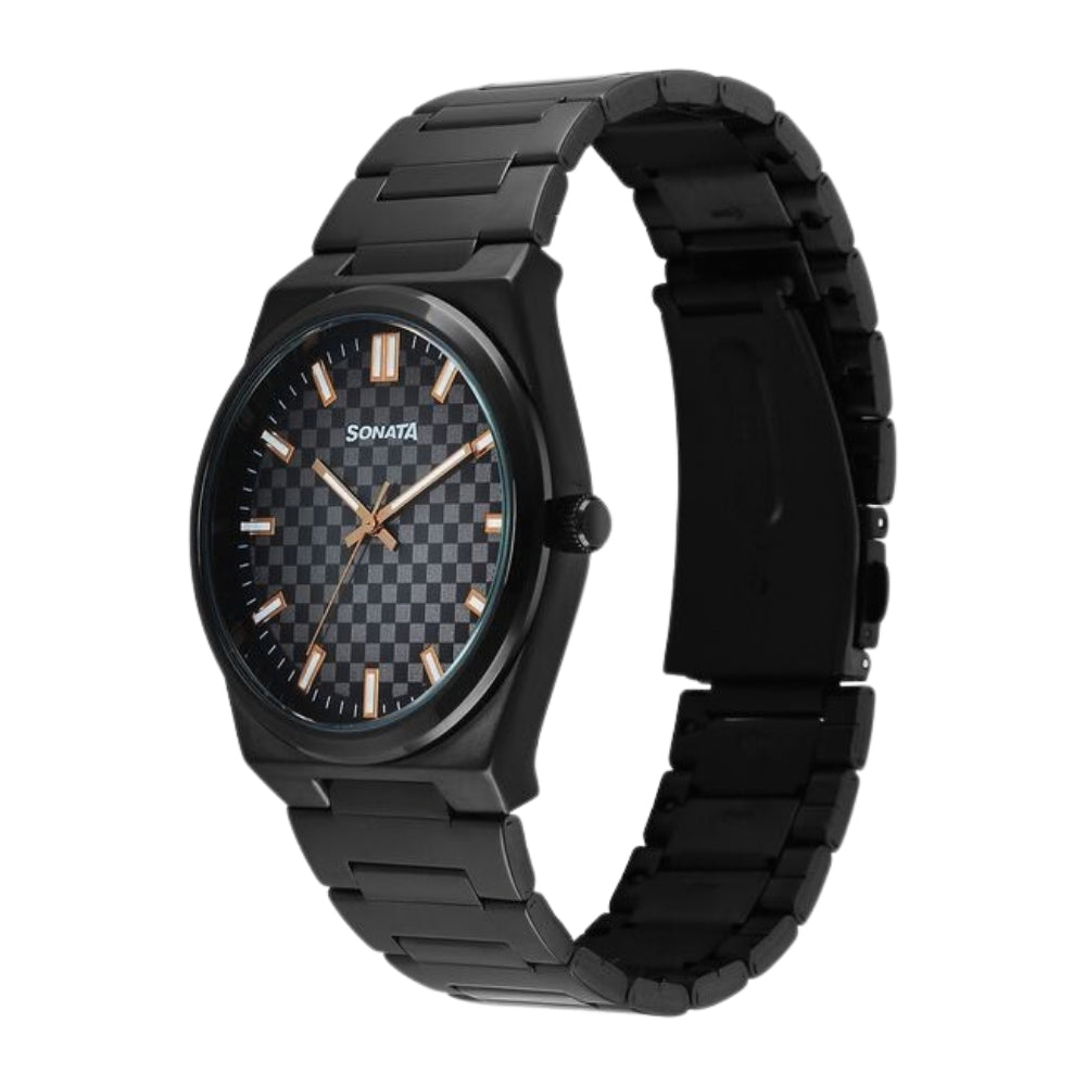 Sonata Festive Quartz Analog Multicoloured Dial Metal Strap Watch For Men 77200NM01