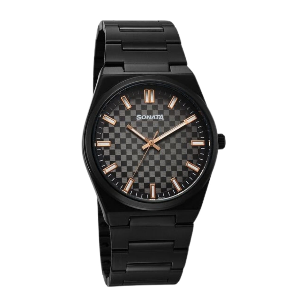 Sonata Festive Quartz Analog Multicoloured Dial Metal Strap Watch For Men 77200NM01