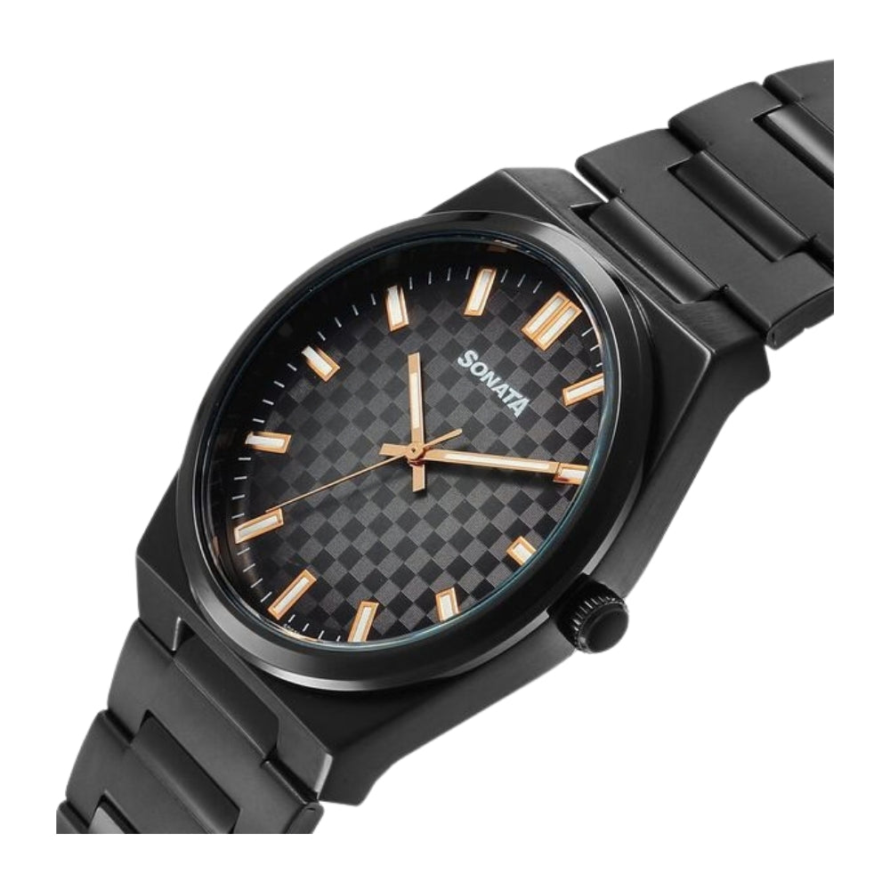 Sonata Festive Quartz Analog Multicoloured Dial Metal Strap Watch For Men 77200NM01