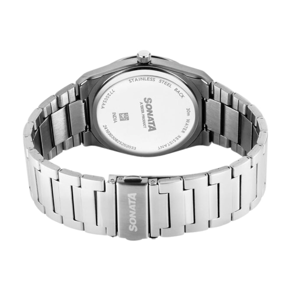Sonata Festive Quartz Analog Multicoloured Dial Metal Strap Watch For Men 77200SM01