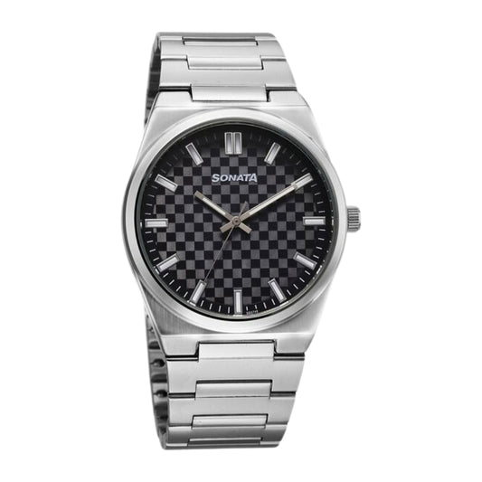 Sonata Festive Quartz Analog Multicoloured Dial Metal Strap Watch For Men 77200SM01