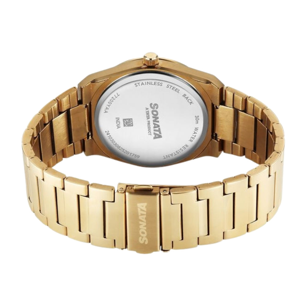 Sonata Festive Quartz Analog Multicoloured Dial Metal Strap Watch For Men 77200YM01
