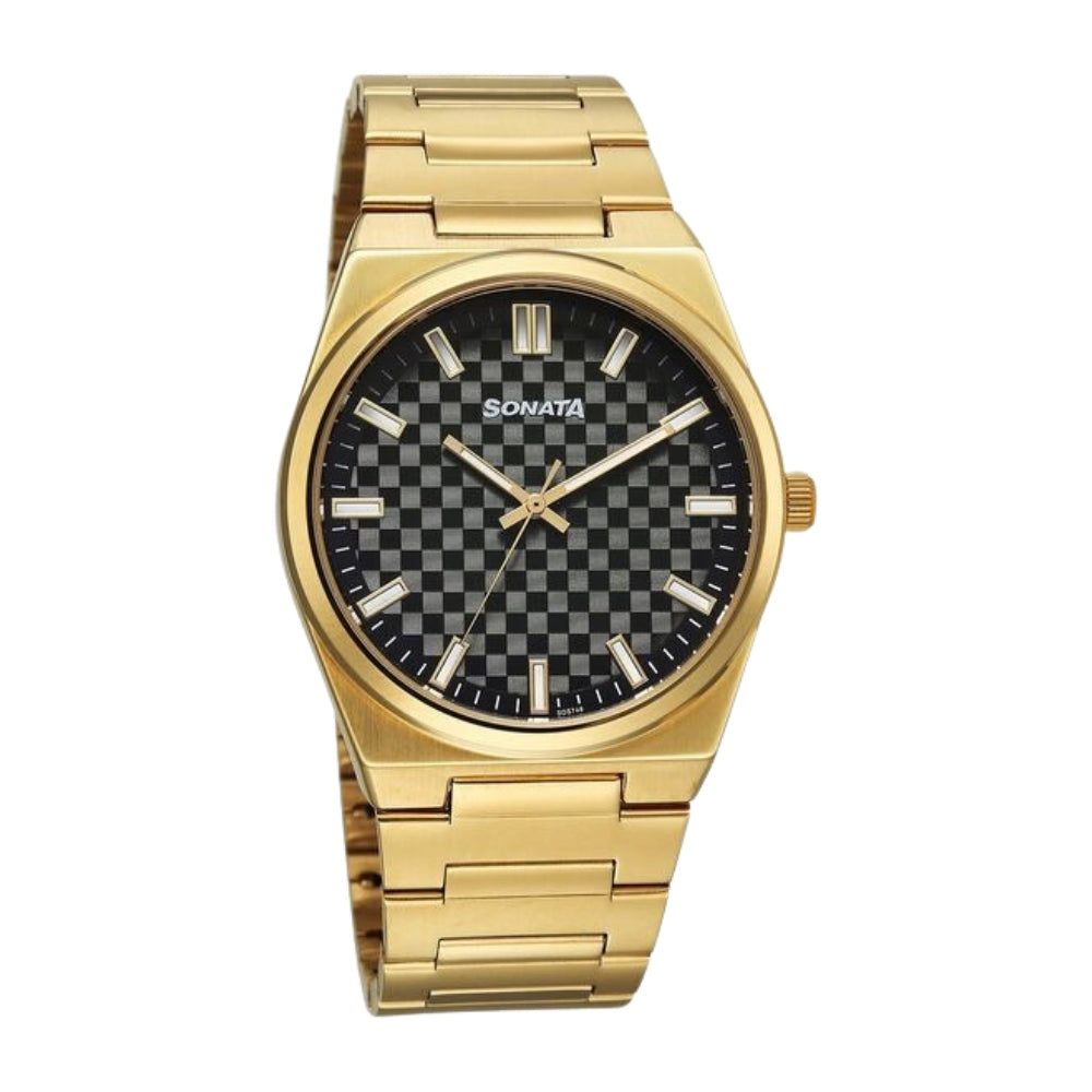 Sonata Festive Quartz Analog Multicoloured Dial Metal Strap Watch For Men 77200YM01