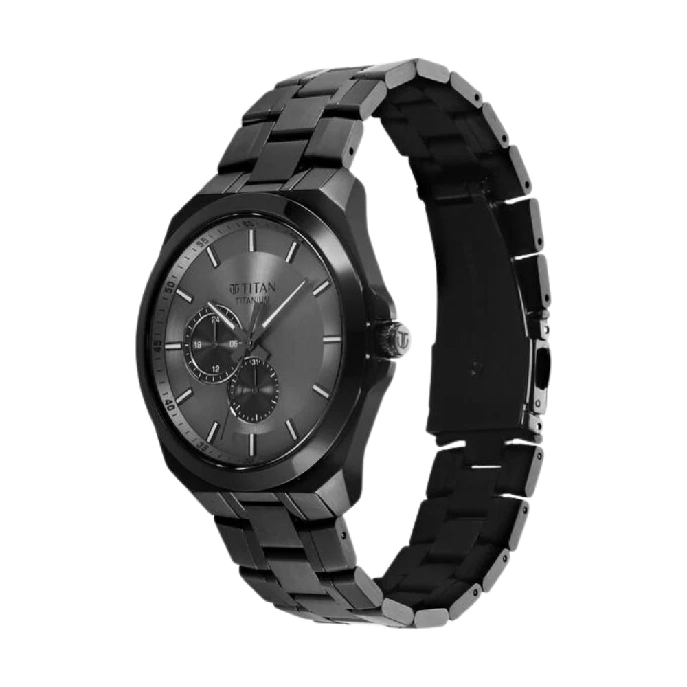 Titan Classique Titanium Sapphire Multifunction Grey Dial Grey Titanium Strap Watch For Men 90259NM01