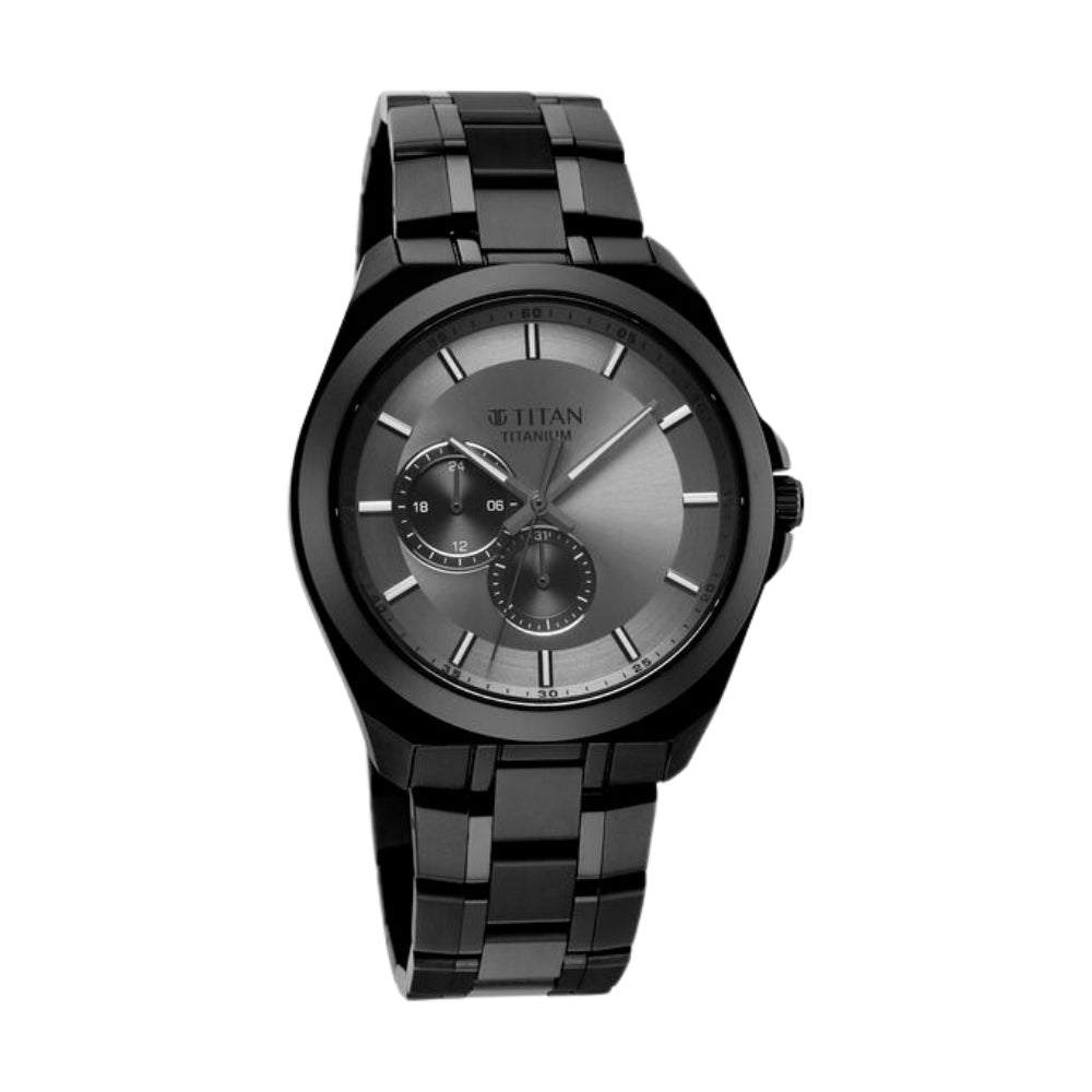 Titan Classique Titanium Sapphire Multifunction Grey Dial Grey Titanium Strap Watch For Men 90259NM01
