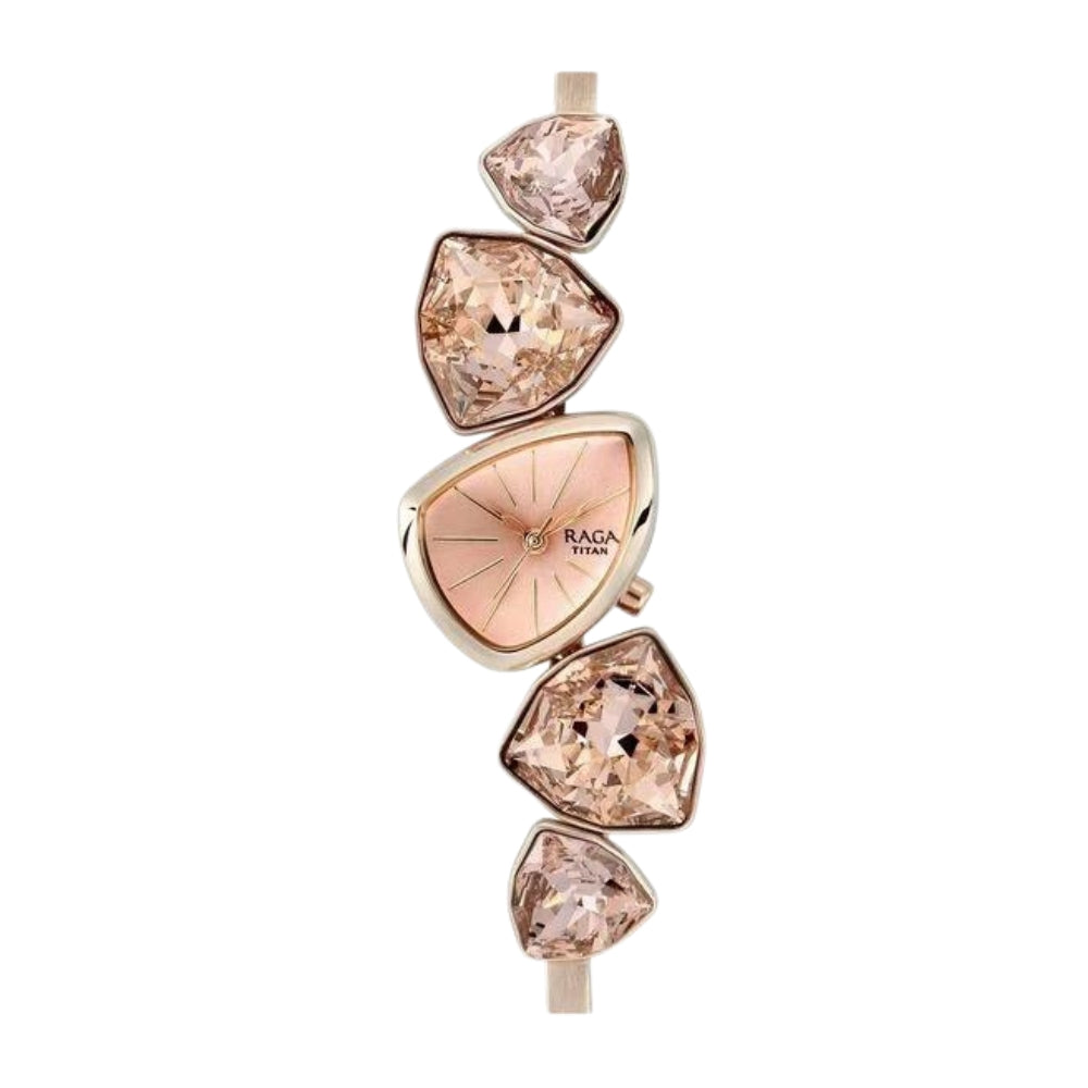 Titan Raga I Am Pink Dial Women Watch With Metal Strap NU95095WM01F