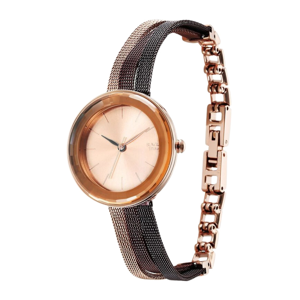 Titan Raga Delight Rose Gold Dial Women Watch With Stainless Steel Strap 95153KM01