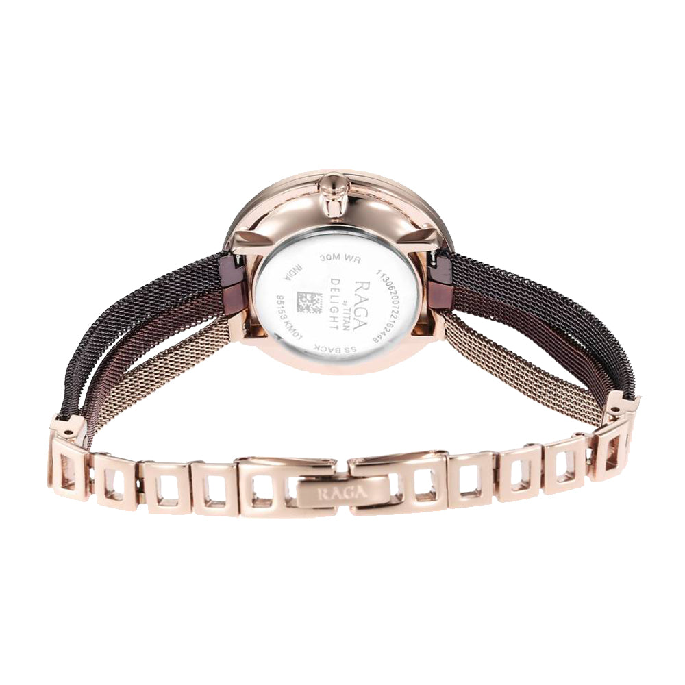 Titan Raga Delight Rose Gold Dial Women Watch With Stainless Steel Strap 95153KM01