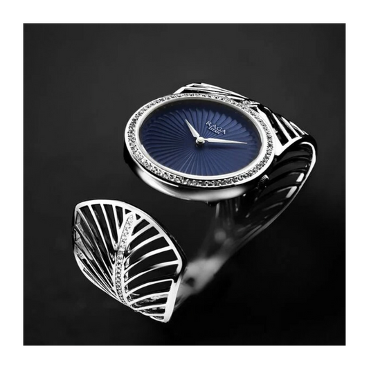 Titan Raga Silver Quartz Analog Blue Dial With Sterling Silver Metal Strap And Case Watch For Women (Large) 95221VM01