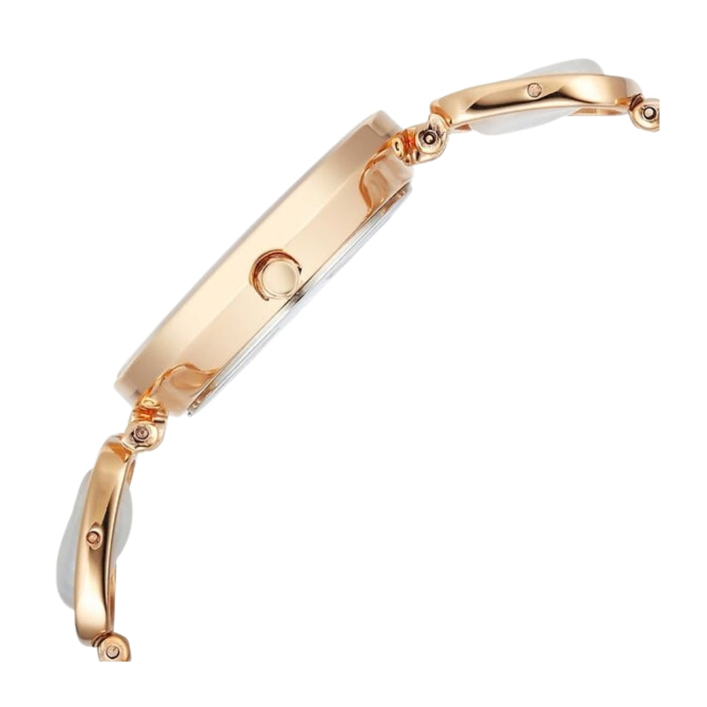 Titan Raga Power Pearls Quartz Analog Mother of Pearl Dial Rose Gold Metal Strap Watch For Women 95250WM02F
