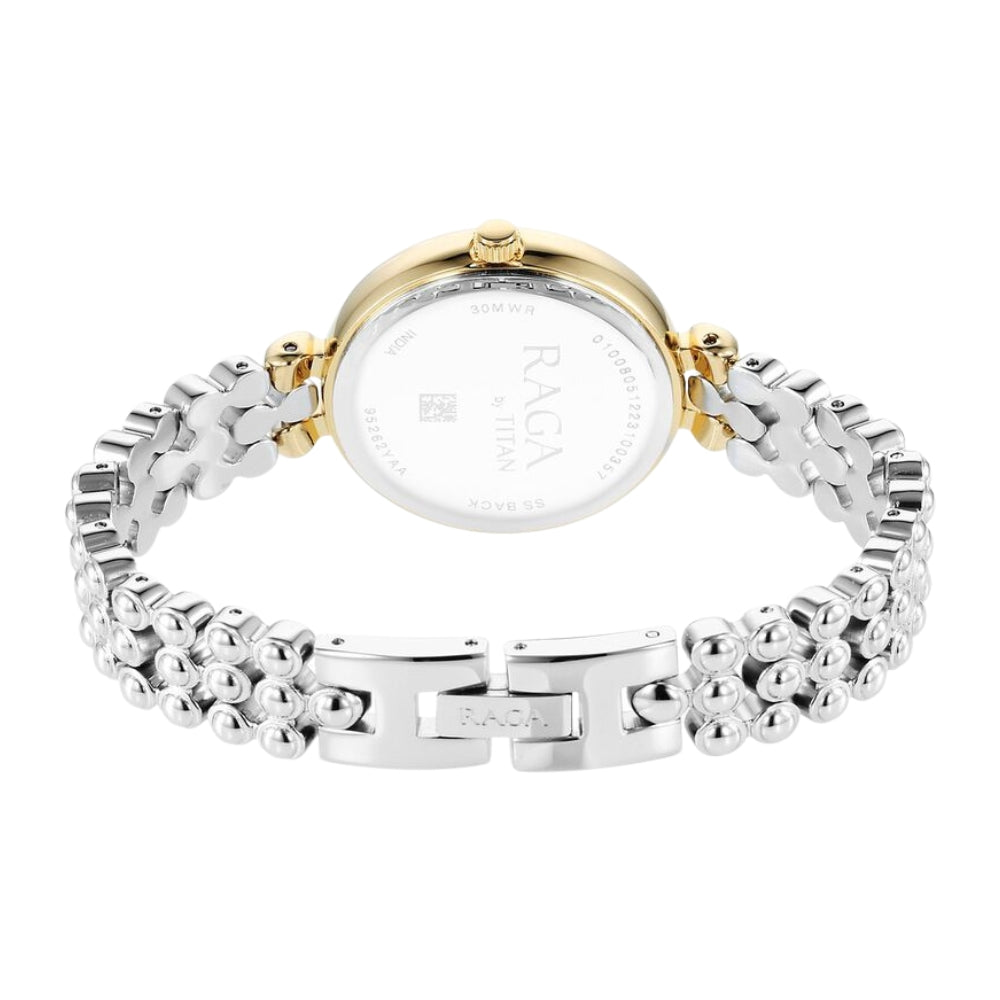 Titan Raga Showstopper Quartz Analog Silver Dial Metal Strap Watch for Women 95262BM01