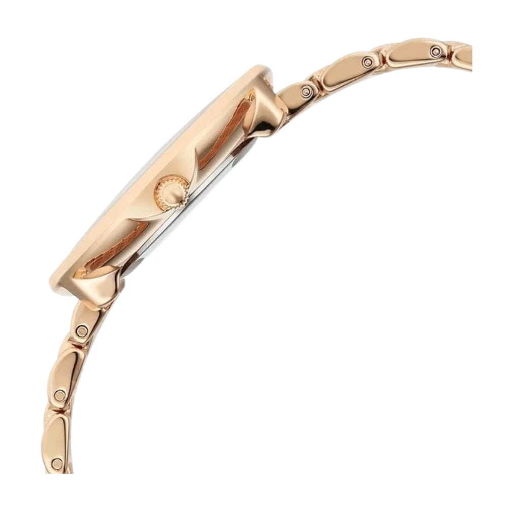 Titan Raga Glimmers Quartz Analog Mother of Pearl Dial Rose Gold Metal Strap Watch For Women 95336WM01F