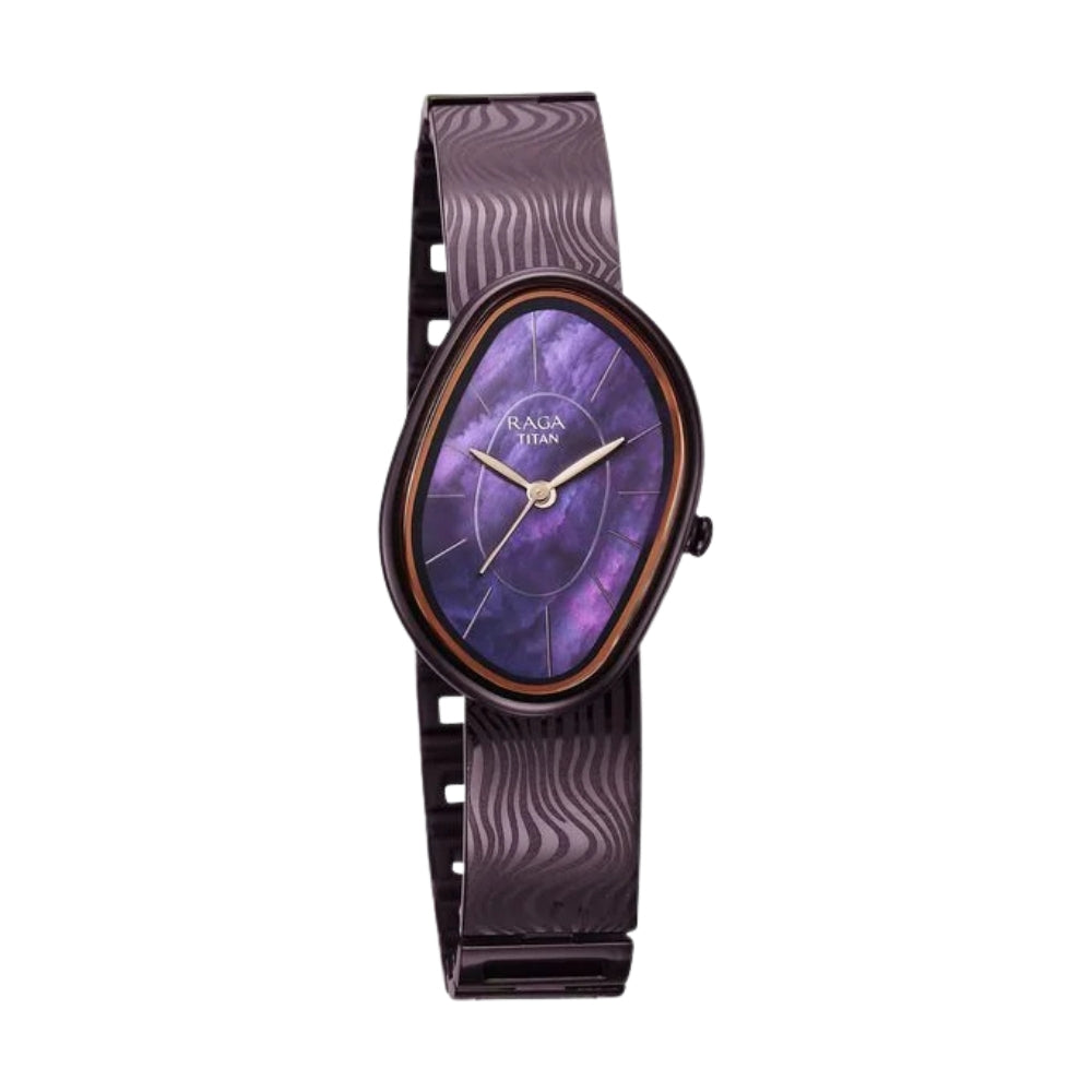 Titan Raga Sierra Quartz Analog Prune - Purple Dial Prune - Purple Metal Strap Watch For Women 95390QM01