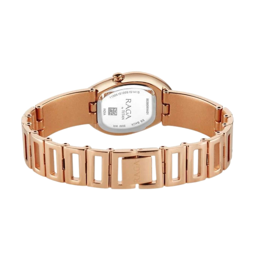 Titan Raga Sierra Quartz Analog Amber - Brown Dial Rose Gold Metal Strap Watch For Women 95390WM01