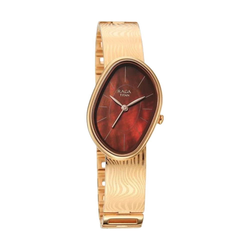 Titan Raga Sierra Quartz Analog Amber - Brown Dial Rose Gold Metal Strap Watch For Women 95390WM01