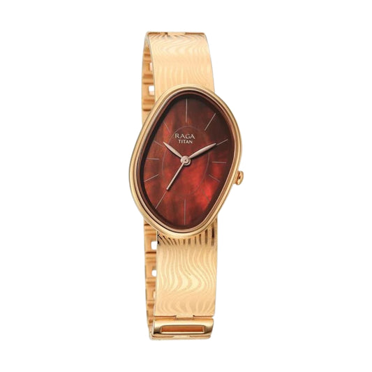 Titan Raga Sierra Quartz Analog Amber - Brown Dial Rose Gold Metal Strap Watch For Women 95390WM01