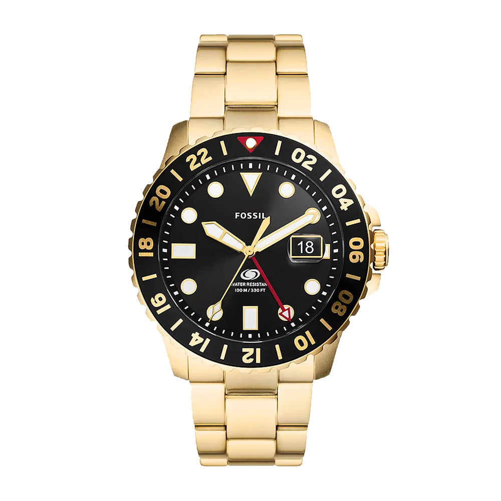 Fossil Blue GMT Gold-Tone Stainless Steel Watch FS5990